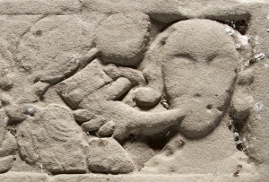 An image of a hunting horn on a tomb at Valle Crucis Abbey.