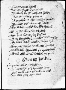 Peniarth MS 57, the earliest manuscript with poems attributed to Guto'r Glyn.