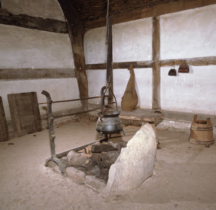 Cooking food in a Tudor farmhouse
