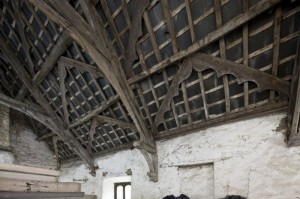 An open roof at Castle Farm, Glamorgan.