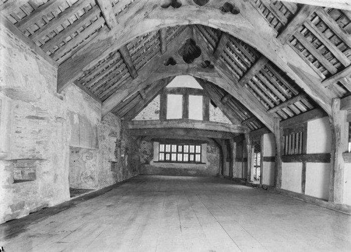 The hall in the north range at Tretower
